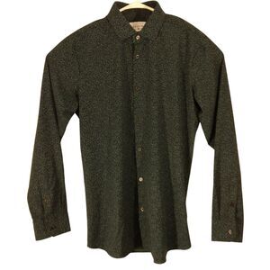 Mizzen+Main shirt mens L large blue green all over floral trim fit performance